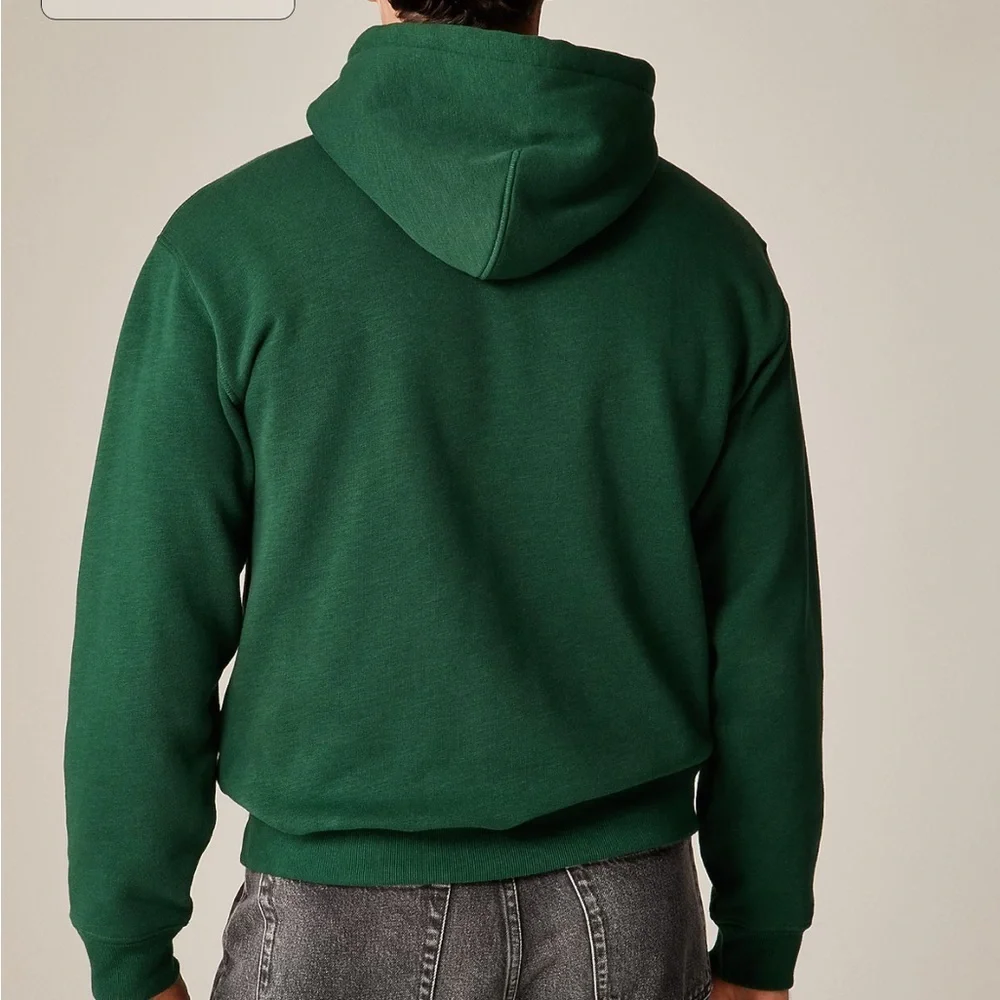 J crew serene spruce green '83 fleece hoodie